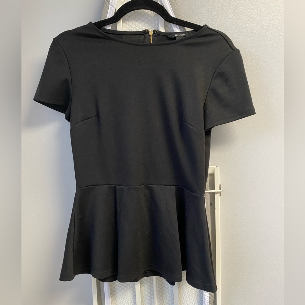 Black peplum shirt